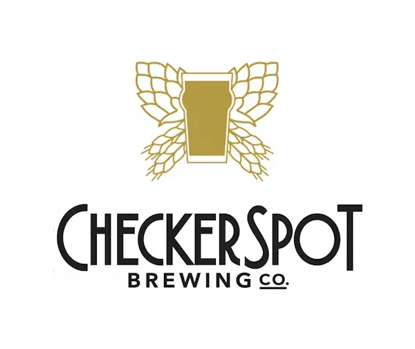 A stacked version of the CheckerSpot Brewing Co. logo